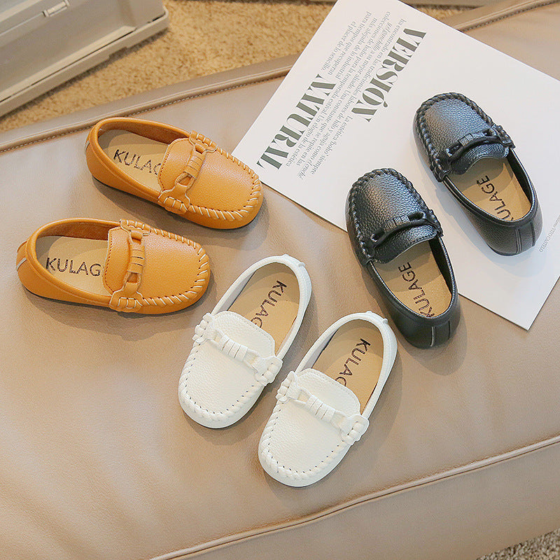 Korean Style Casual Children Gommino Soft Bottom Slip On Baby Shoes Boys' Leather Shoes Slip-on