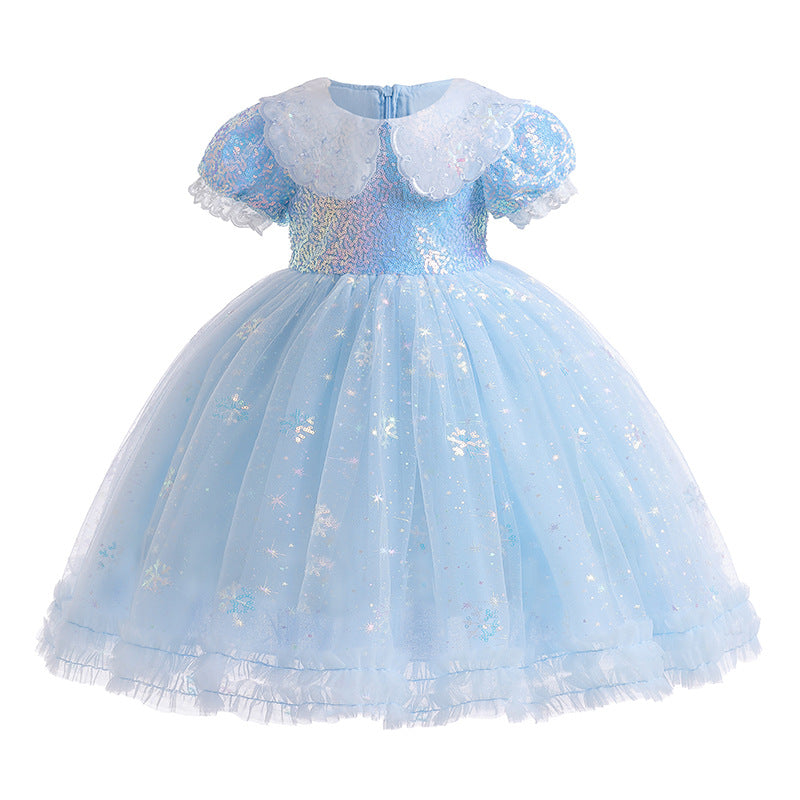 Girls Birthday Dress Doll Collar Sequins Umbrella Princess Dress – Mehrish  Lifestyle