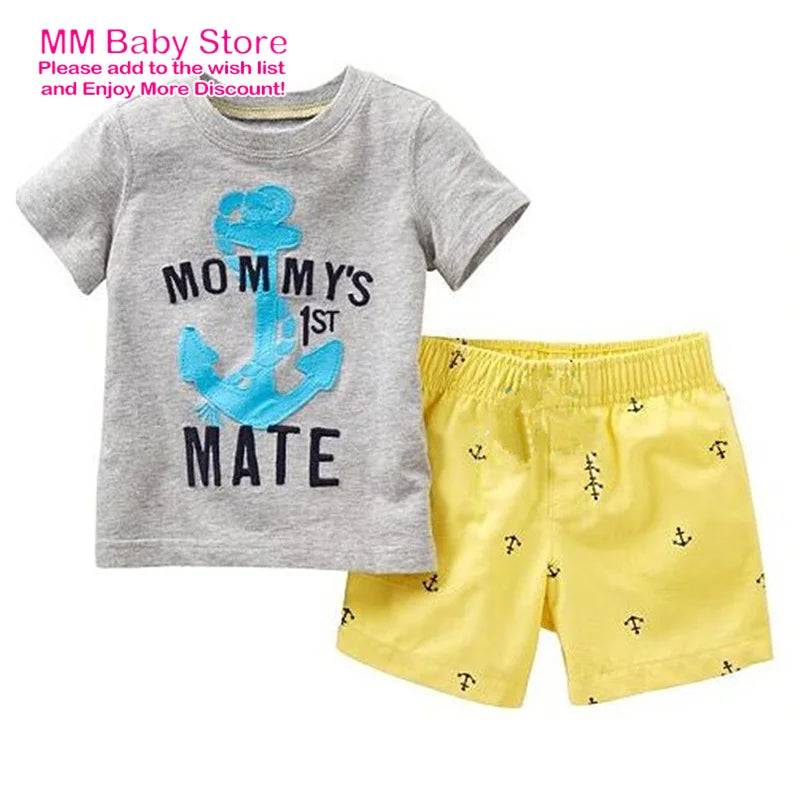 New Summer Clothing For Boys 1-7Years 95 Cars Pajamas Children's Clothes Short Sleeve Sets Cartoon Suit Cotton Kids Clothing