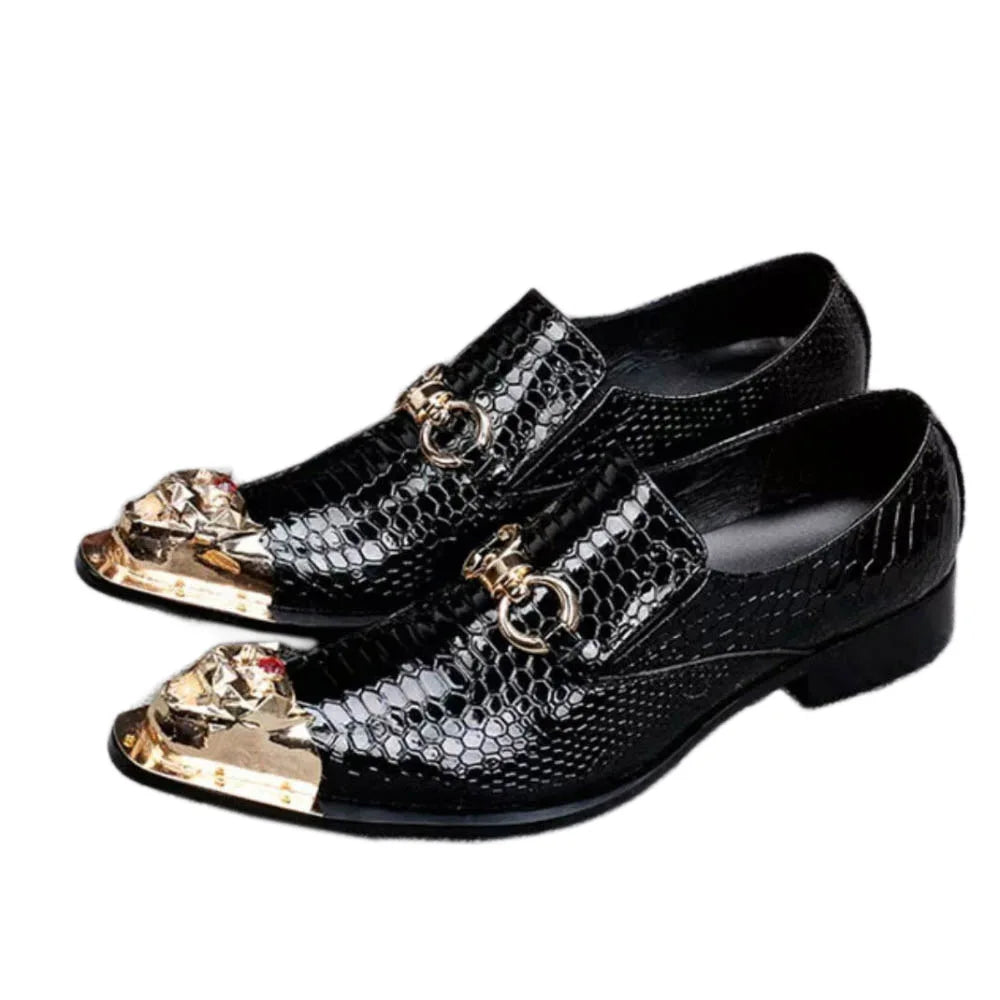 Batzuzhi Men's Shoes Luxury Handmade Metal Iorn Toe Black Leather Shoes Business Formal Dress Shoes Wedding and Party, EU38-46