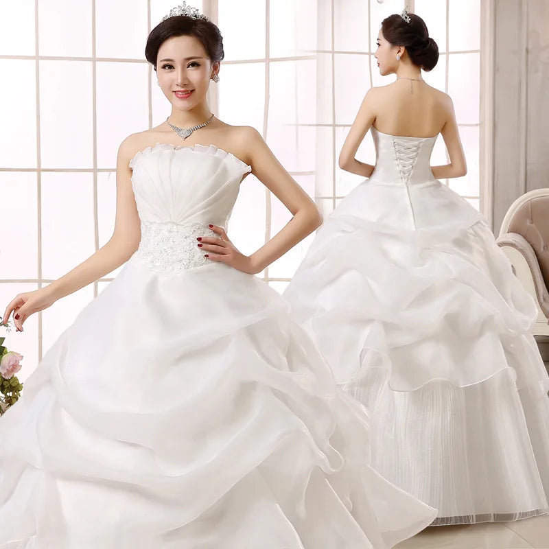 Customized Sexy Wedding Dresses Bride Plus Size Wedding Dress Large Pregnant Women's Lace Up Dresses Ball Gowns