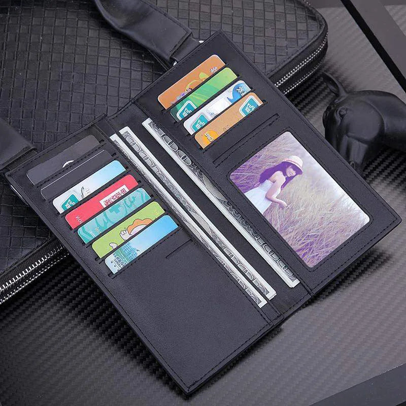 men's wallet microfiber leather long purse carteira masculina hombre billeteras thin porte 2022 men wallets of leather genuine