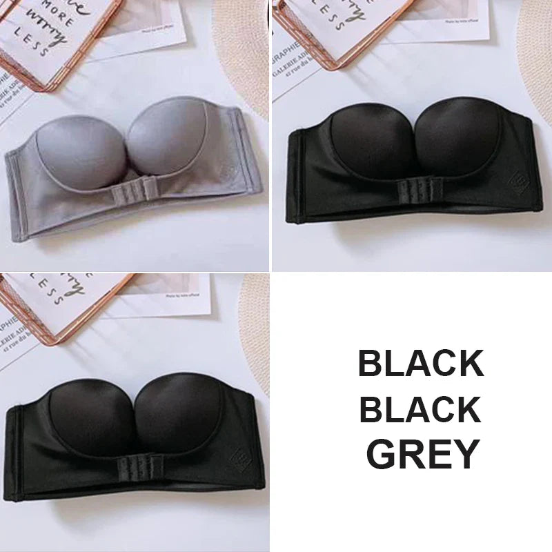 FINETOO 3PCS/Set Strapless Front Exposure Bra Sexy Women Bralette Underwear Brassiere Lingerie Invisible Bras for Female A/B CUP