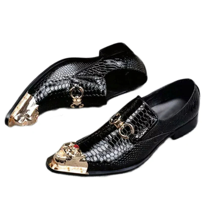 Batzuzhi Men's Shoes Luxury Handmade Metal Iorn Toe Black Leather Shoes Business Formal Dress Shoes Wedding and Party, EU38-46