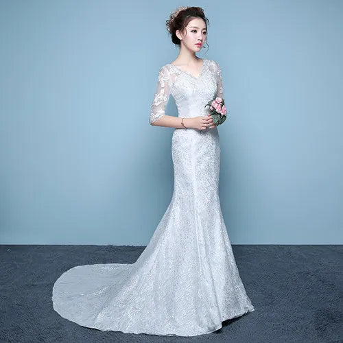 XXN-054B#Waist Cinching Fish Tail Dress 2025 New Palace Bride Slimming Wedding Dress With One Shoulder Cheap Wholesale China