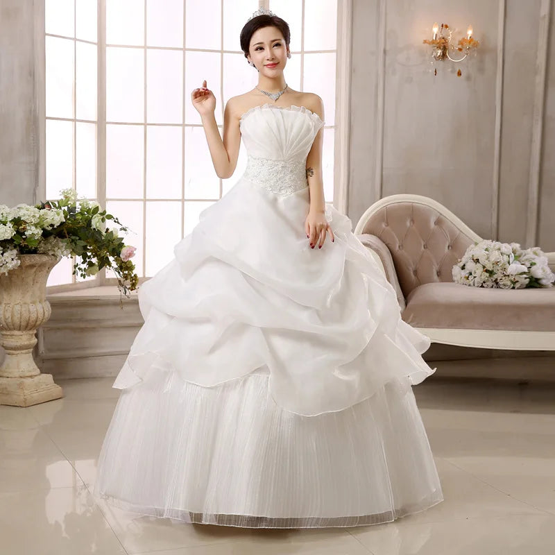 Customized Sexy Wedding Dresses Bride Plus Size Wedding Dress Large Pregnant Women's Lace Up Dresses Ball Gowns