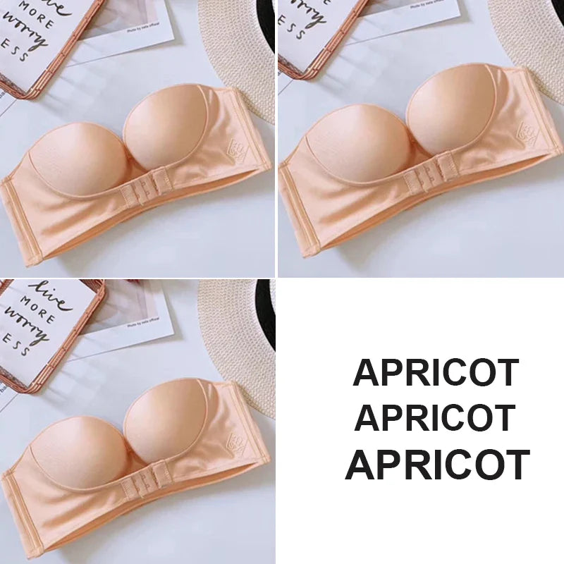FINETOO 3PCS/Set Strapless Front Exposure Bra Sexy Women Bralette Underwear Brassiere Lingerie Invisible Bras for Female A/B CUP