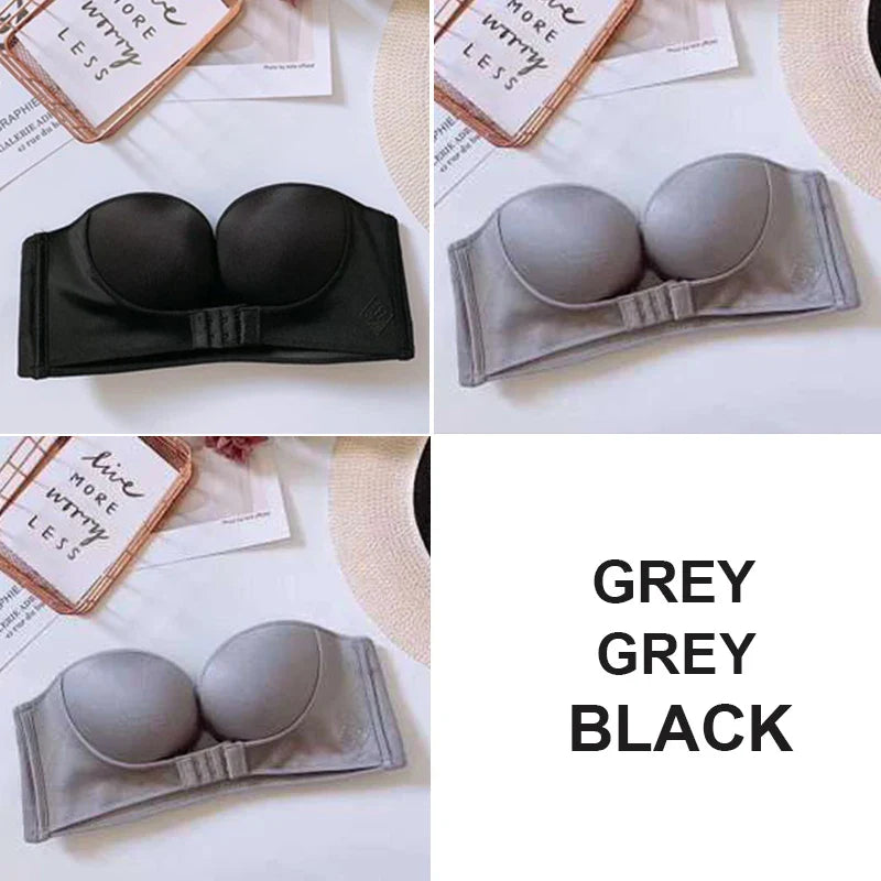 FINETOO 3PCS/Set Strapless Front Exposure Bra Sexy Women Bralette Underwear Brassiere Lingerie Invisible Bras for Female A/B CUP
