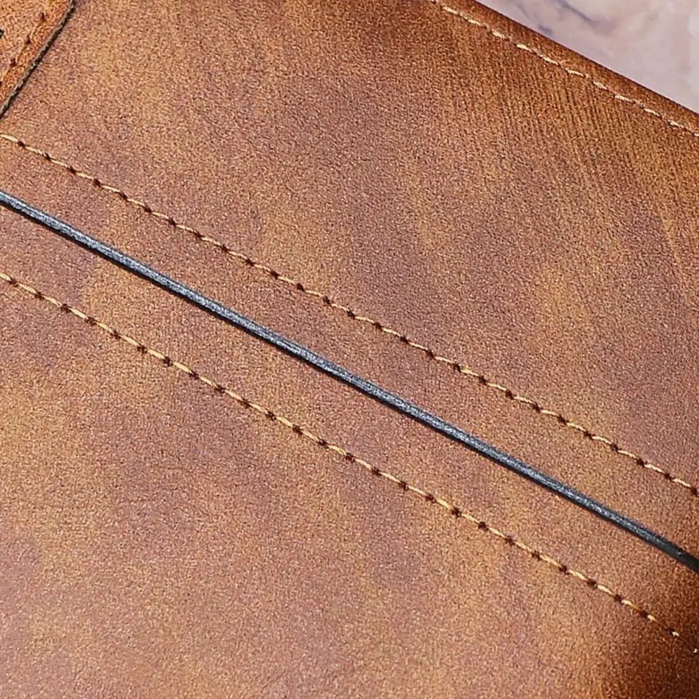 PU Leather Men Short Wallet with Zipper Multiple Card Slots Card Holder Solid Color Large Capacity Business Coin Purses Boy