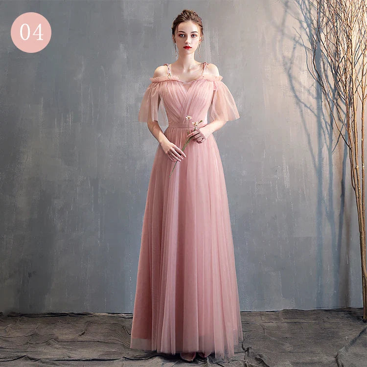 New pink sweat lady girl bridesmaid dress performance prom dress