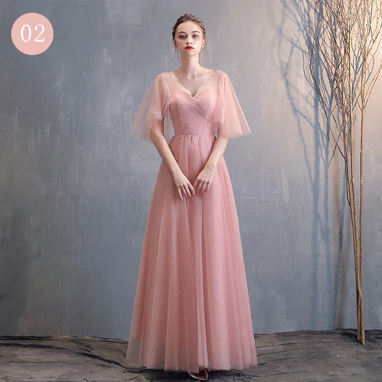 New pink sweat lady girl bridesmaid dress performance prom dress