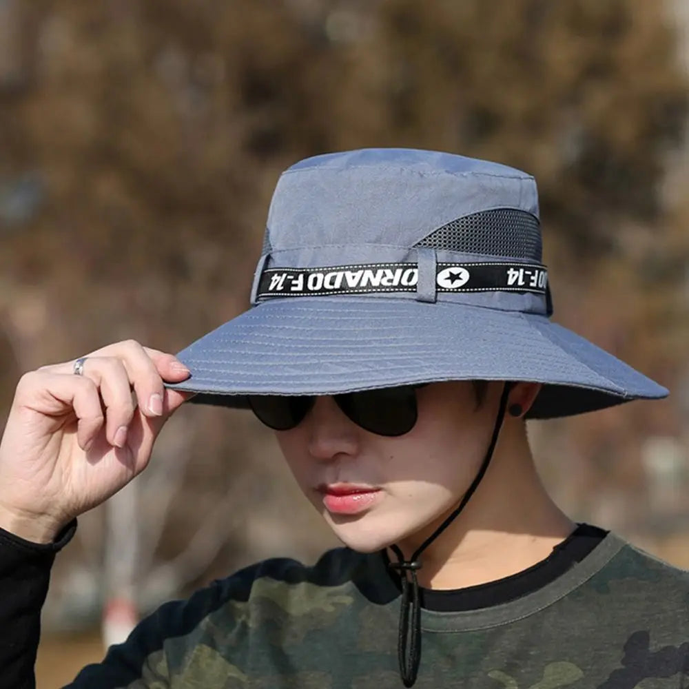 1Pcs Beach Wide Brim Bucket Hat Summer Hiking Sombrero UV Protection Cap Gorro Fishing Camping Sun Hat for Men Women