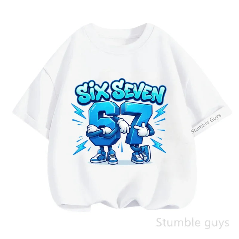 Summer Boys Clothes Girls 67 Print Tshirt Six Seven T-shirt Kids 3-14Y Short Sleeve Casual Tee