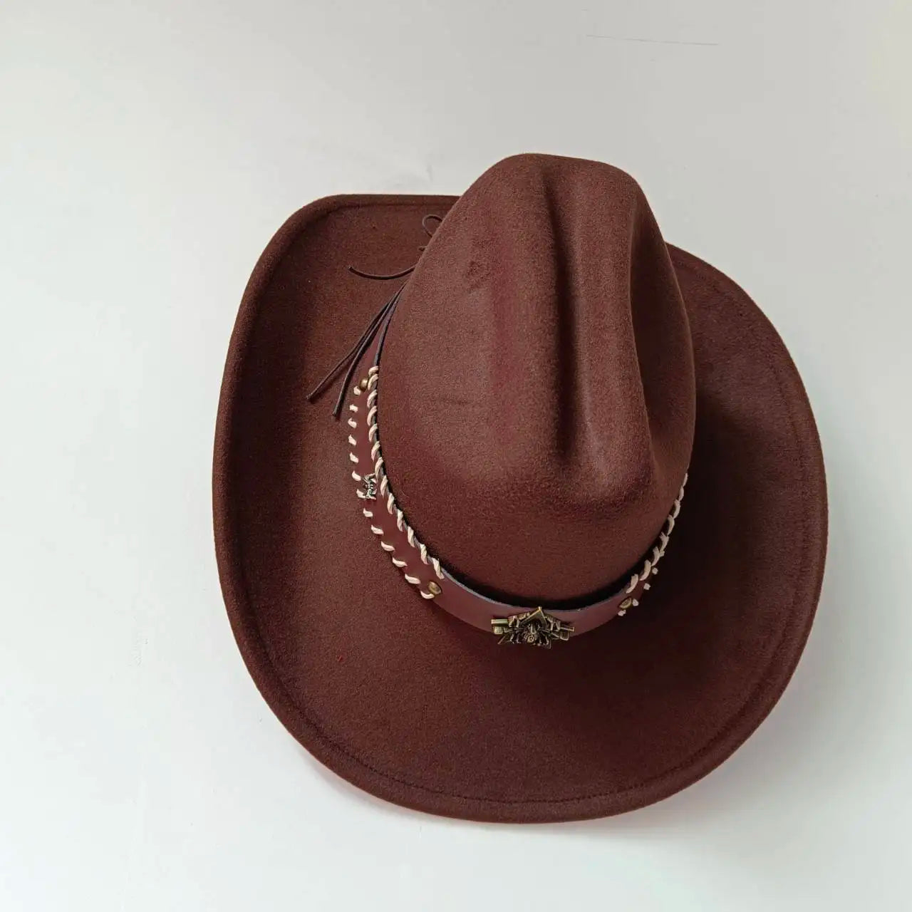 Cowboy hat cow head accessories cowboy hat monochrome felt hat men and women big brim outdoor hat knight hat