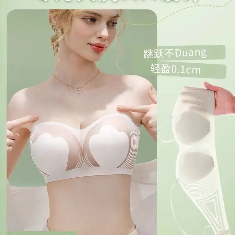 Strapless Minimizer Bra for Large Bust Ultra Thin Full Coverage Wire Free Push Up Anti-Slip Band Anti-Sag Side Support Seamless