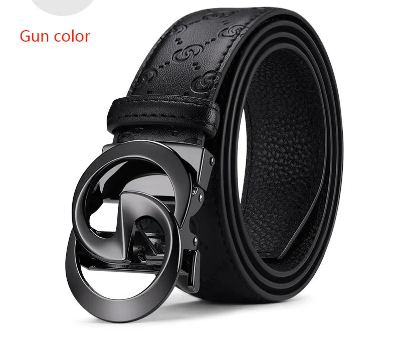 Men's high-end leather belt, automatic buckle belt, fashionable and versatile belt