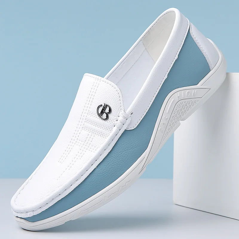 Men Cow Leather Casual Shoes Breathable White Sneakers Fashion Driving Walking Tennis Shoes for Male Flats Luxury Designer Shoes