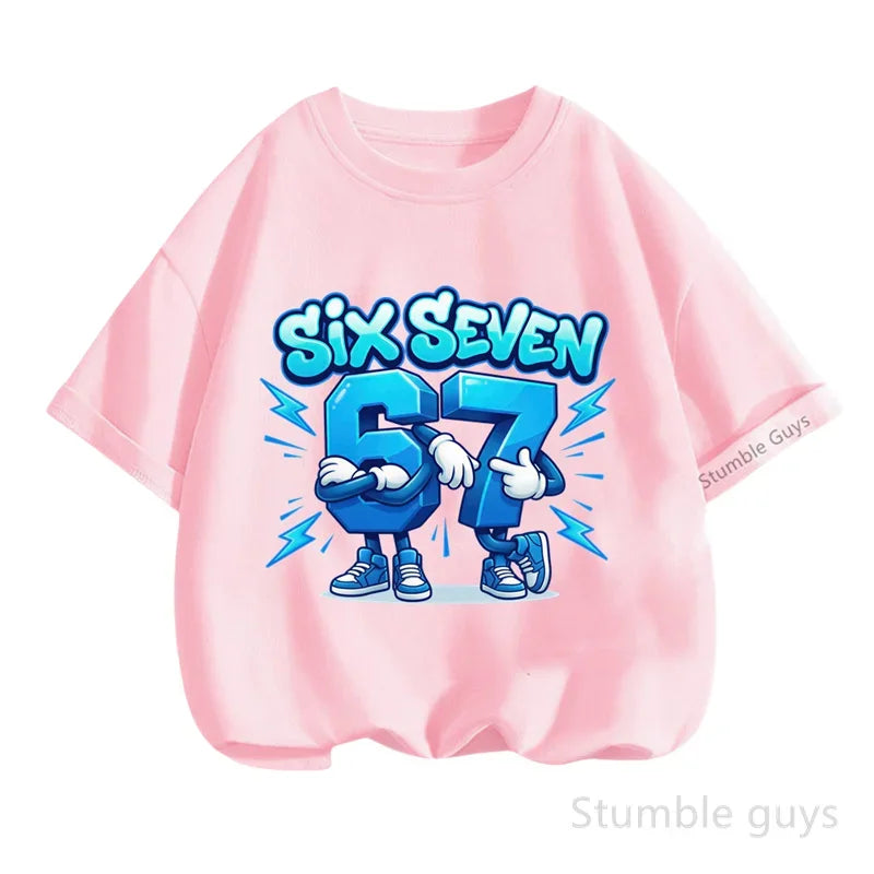 Summer Boys Clothes Girls 67 Print Tshirt Six Seven T-shirt Kids 3-14Y Short Sleeve Casual Tee