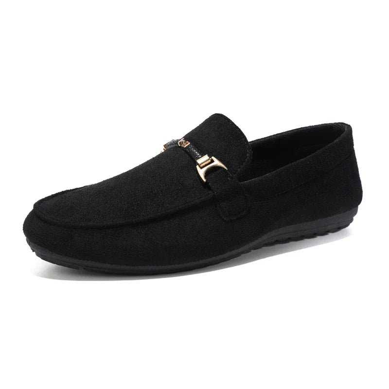 Spring Summer Blue Suede Loafers Men Slip On Soft Moccasins Breathable Flats Driving Shoes Men Leather Casual Shoes Handmade