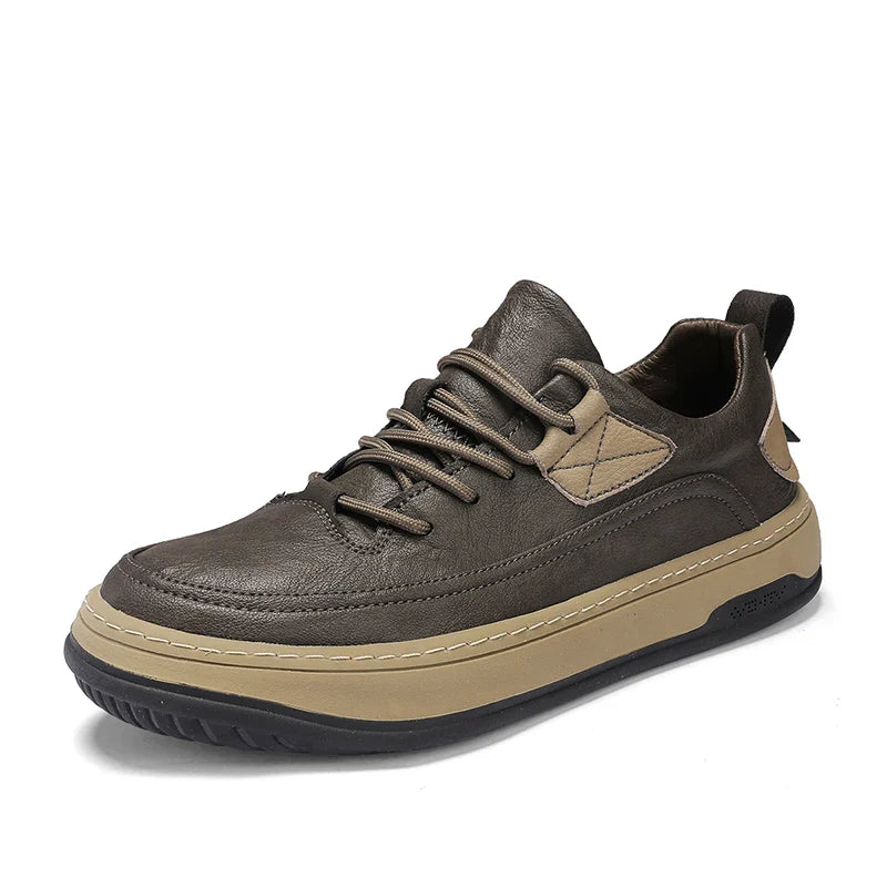 Luxury Brand Men's Shoes Fashion Leather High Quality Handmade Casual Shoes New Breathable Lace Up Skateboard shoes Men Sneakers