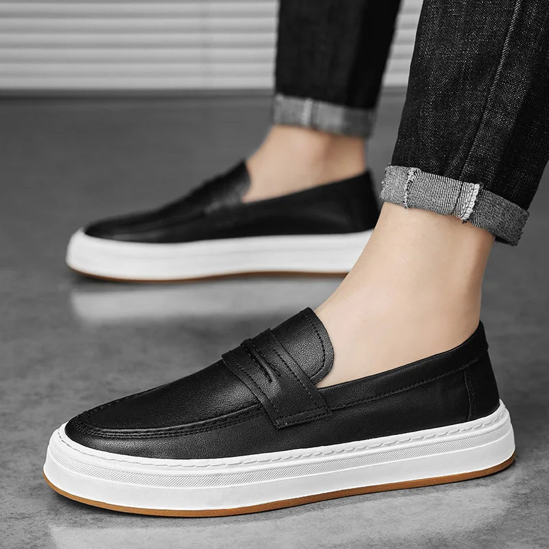 Classic Men's Genuine Leather Men Lazy Dress Shoes  High Quality Casual Loafers Comfortable Driving Shoes Moccasin Fashion Male