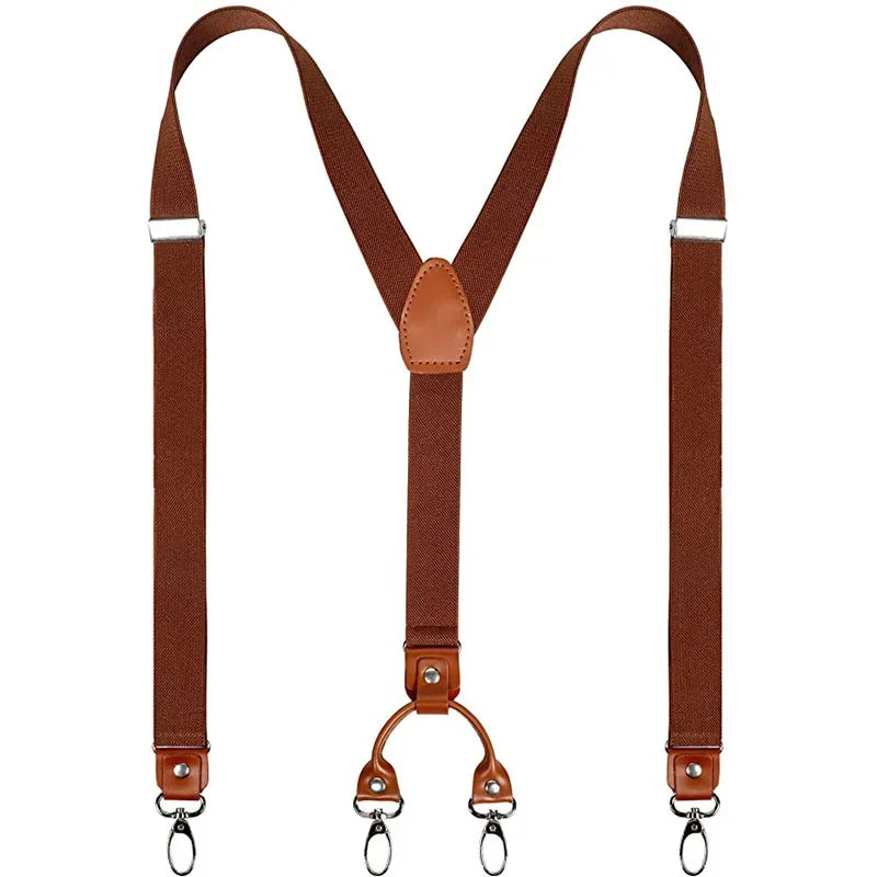 2.5cm 4 Clips Suspenders Clips for Men Y-Back Jeans Hook Buckle Adjustable Pant Braces Straps for Shirt Suit Pants Suspender