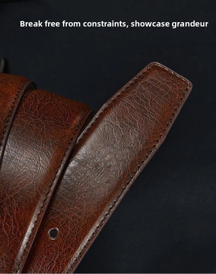 Men's Belt Boys Genuine Leather Belt Pin Buckle Belt Brown Middle-aged Youth Casual Trendy Men's Belt，Ideal for gifting