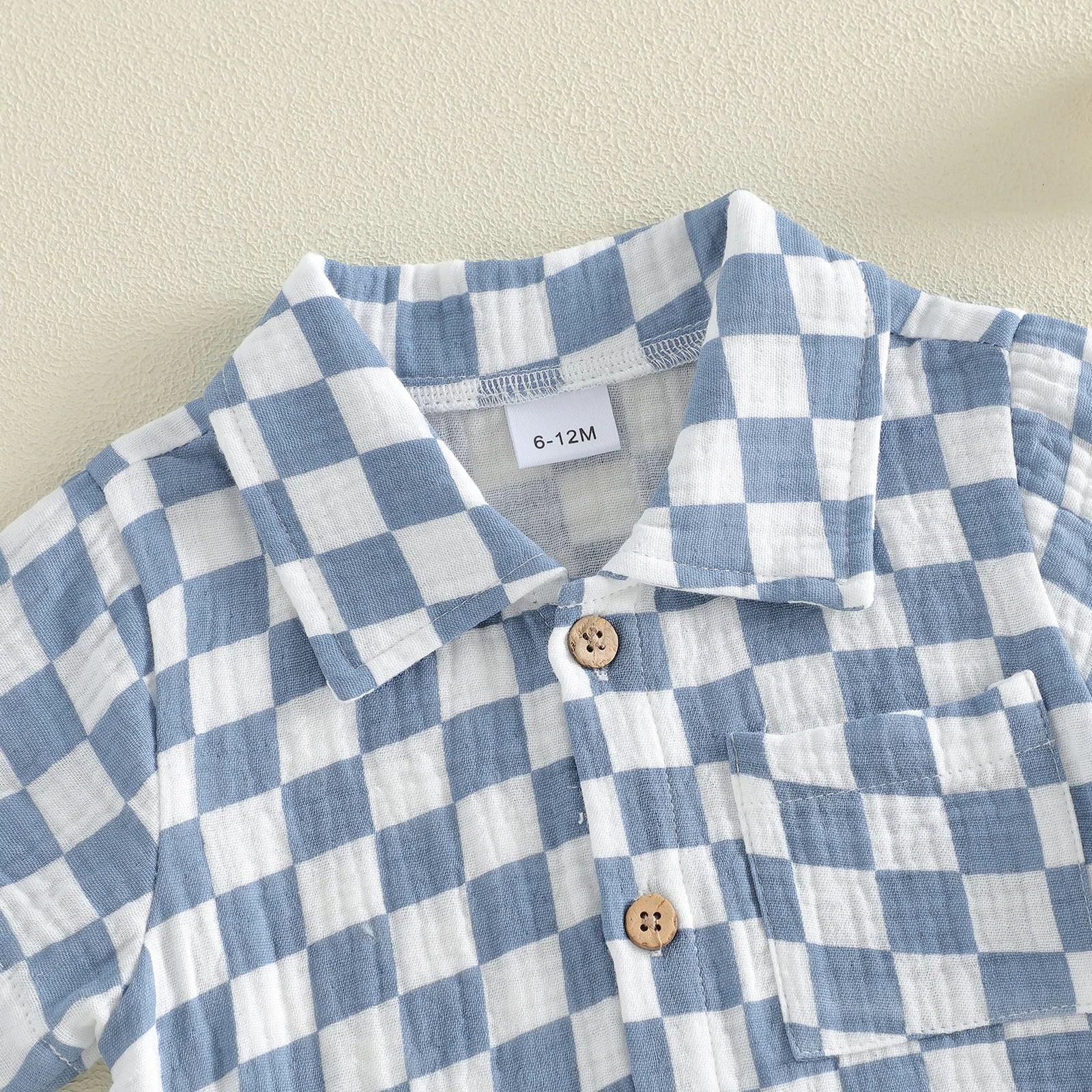 Toddler Baby Boys Summer Outfit Fashionable Plaid Short Sleeve Lapel Shirt with Shorts 2Pcs Set