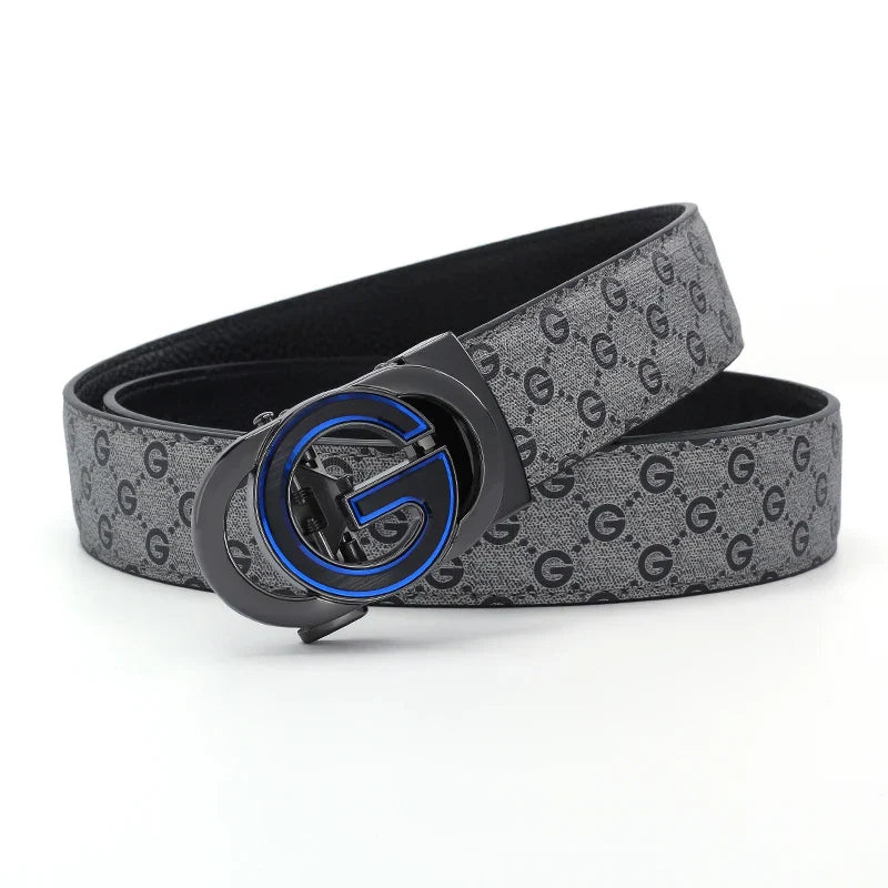 New Big "G" Automatic Buckle Men Belt, Fashionable Letter Buckle Waist Belt, Business Casual Leather Belt,Genuine Suit Belt