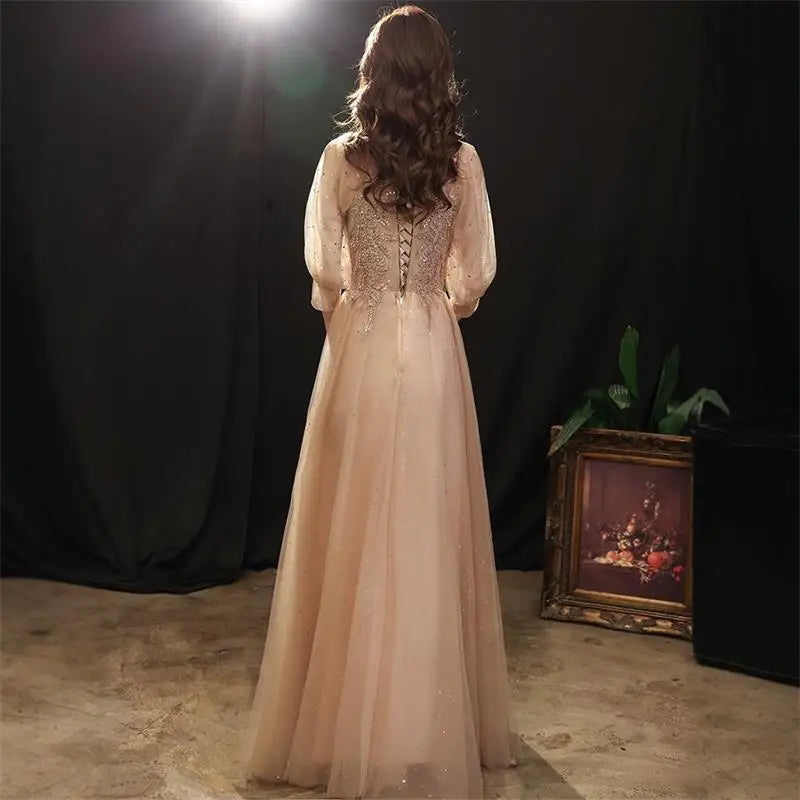 DSP Customise Elegant A Line Half Sleeves Prom Dresses 2025 Formal Evening Party Dress with Appliques Graduation Dresses Long