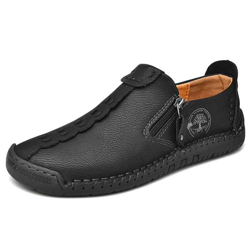 100% Cowhide Men'S Large Size 48 Hand-Sewn Casual Fashionable Leather Shoes, Loafers, Breathable Walking Casual Men'S Shoes