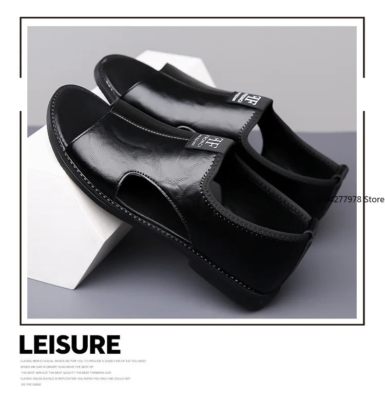 Sandals for Men Brand Casual Shoes Outdoor 2025 New Men's Slippers Comfortable Beach Shoes High Quality Leather Men Flat Sandals