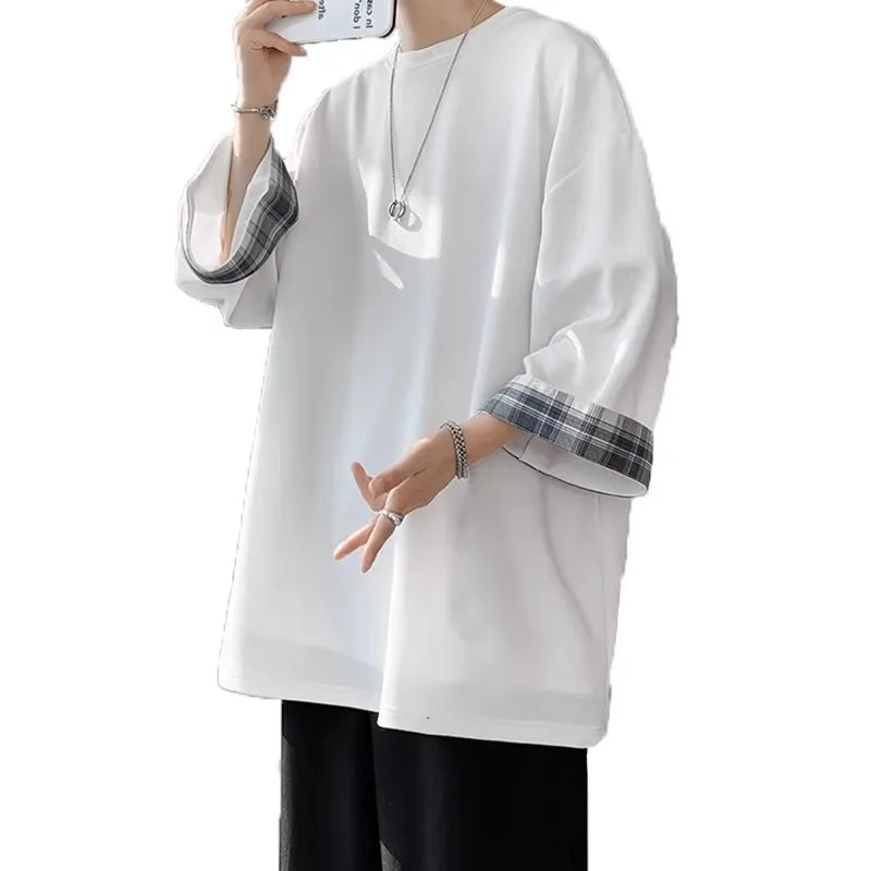 plus Size Ice Silk ort Sve T-irt Men's Summer Casual Brand Haome Loose Seven Sve Body irt Comfortable Loose Fit
