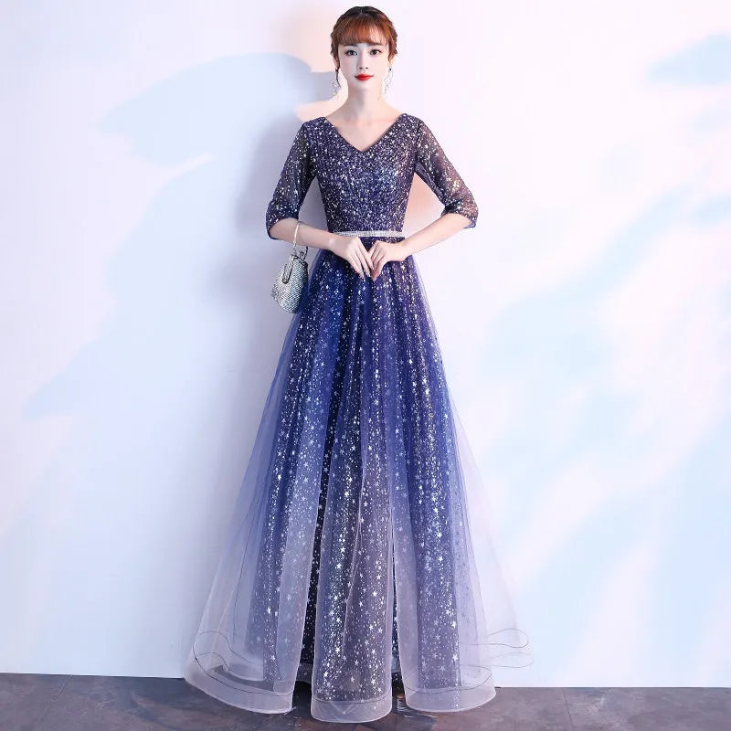 Starry  Evening Gown Women's Faionable Winter Performance Chorus Dr Fairy Aosphere Host Ele Sle New 2026