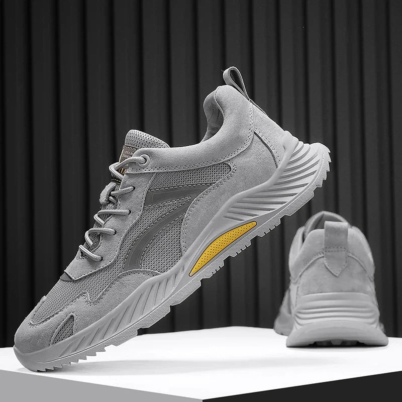 Casual Shoe Genuine Leather Breathable Comfortable Mesh Shoes High Quality Non-Slip Rubber Leisure Shoes Men Thick Sole Sneakers