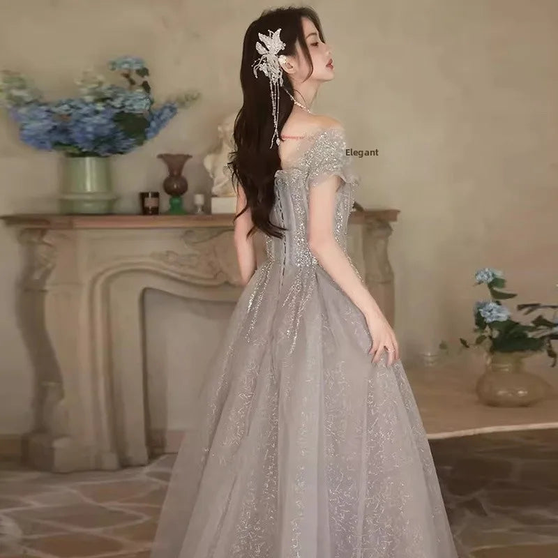 plus Size Evening Gown 2024 Wedding Proposal Art Exam Large Dr Slimming Effect Princ Sle ort Sve Long Dr