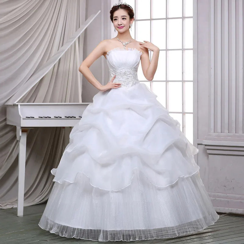 GIYSILE Wedding Dresses Large Size Evening Dress Korean Style Quarter Sleeved Flared Sleeve Temperament Main Wedding White Dress