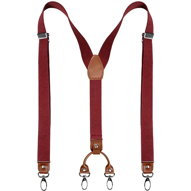 2.5cm 4 Clips Suspenders Clips for Men Y-Back Jeans Hook Buckle Adjustable Pant Braces Straps for Shirt Suit Pants Suspender