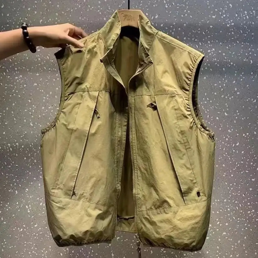 New Summer Products High-quality Casual Vests for Men's Trendy Zipper Temperament Versatile Collar