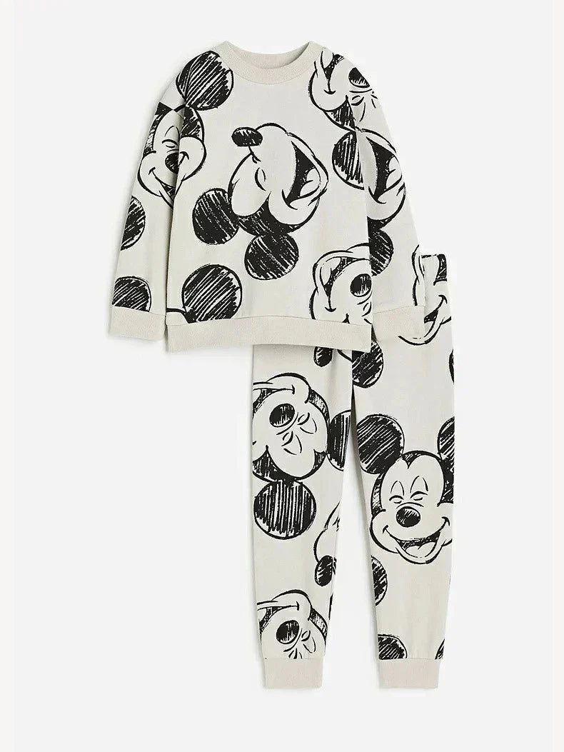 New Kids Sweatshirt Outfits Cartoon Hoodies +Pants Clothing 0-6Years Old Boys Girls Mickey Long Sleeve Suits Autumn Costume