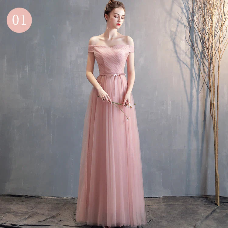 New pink sweat lady girl bridesmaid dress performance prom dress