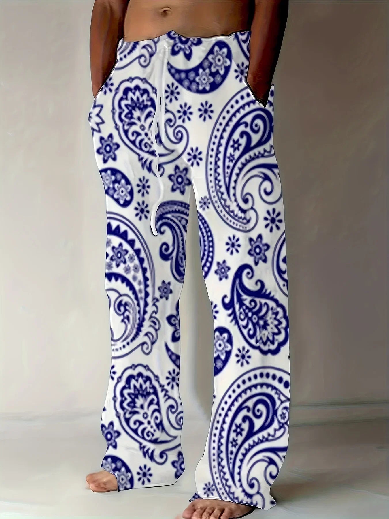 2025 Spring And Summer Hip-hop Men's Pants Casual Slim Loose Lightweight Pants Stretch Drawstring Beach Travel Essential Pants