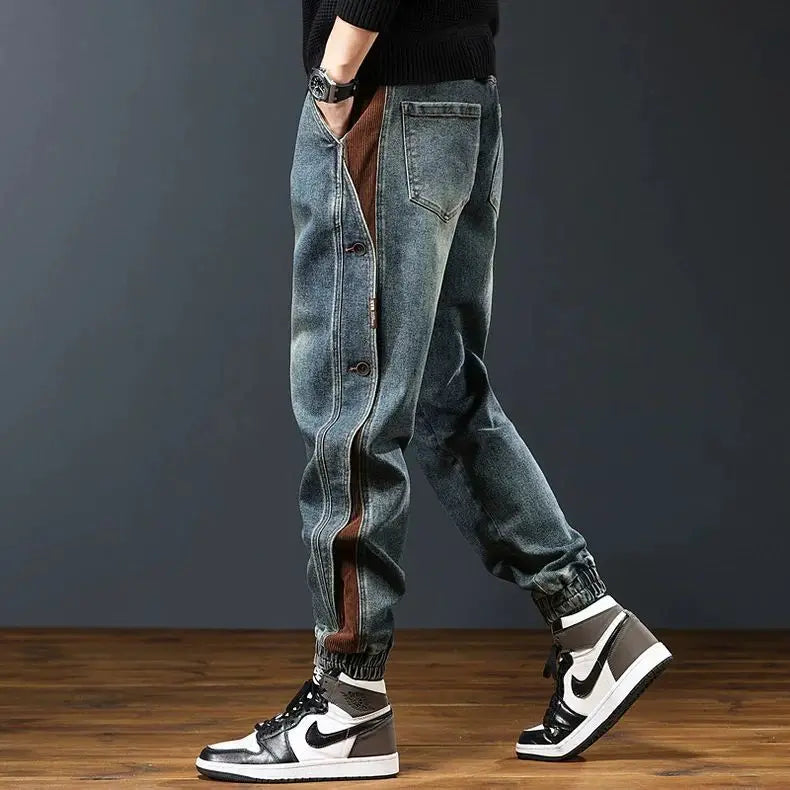Men's clothing spring and autumn high quality fashion brand relaxed-fit casual overalls pants toe handsome all-match jeans