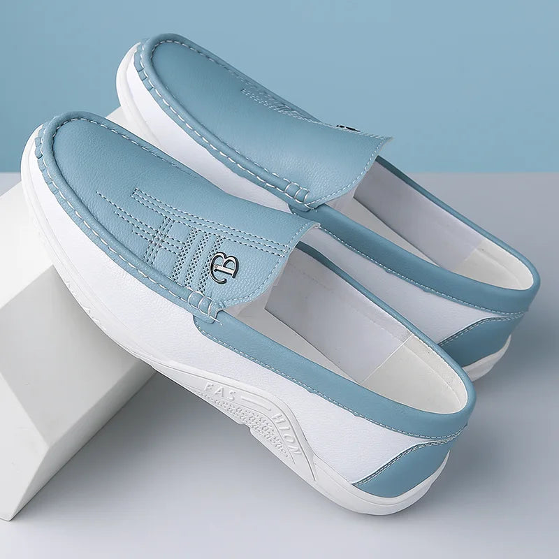 Men Cow Leather Casual Shoes Breathable White Sneakers Fashion Driving Walking Tennis Shoes for Male Flats Luxury Designer Shoes