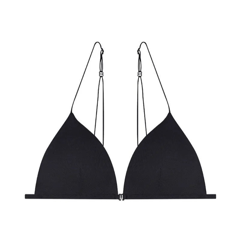 Sexy Front Closure Bralette & Panties Set Women's Underwear Padded Wire-free Strappy Push Up Bra