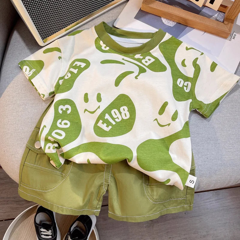 Summer Fashion Baby Boy Clothes Sets T-shirt + Pants 1-4T Toddler Casual Clothing Suits Children Kids Boys Outfits Suit