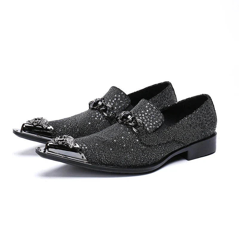 Iron Toe Shoes Men's Real Personality Custom Luxury Office Formal Wedding Original Design Retro Casual Leather Shoes