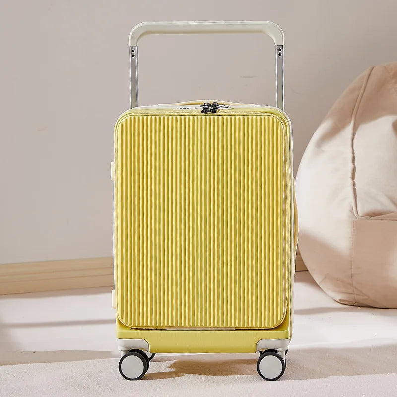 20"24"26 Inch Front Opening Travel Suitcase Luggage Laptop Boarding Case USB Charging Trolley Case with Wheels Carry on Luggage