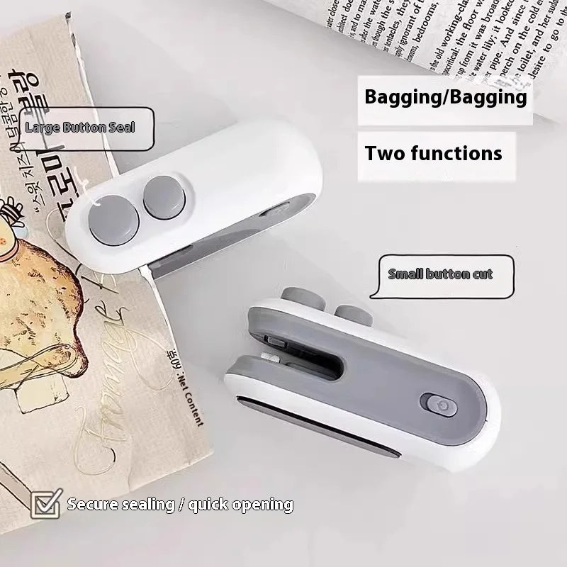 Portable Sealer Mini Heat Bag Sealing Machine Heat Sealer For Snacks Rechargable Heat Sealer Multi-function Kitchen Tool 2 in 1
