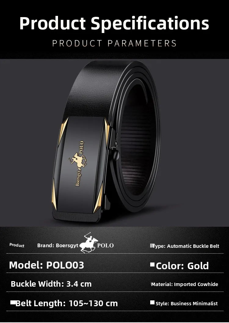 Paul Men's Leather Belt Fashionable Casual Automatic Buckle Waist Belt for Middle-aged And Young Men Business Style Belt